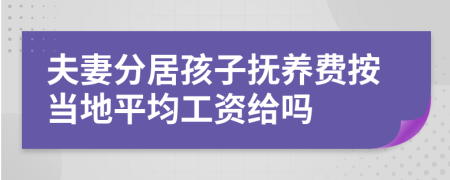 夫妻分居孩子抚养费按当地平均工资给吗