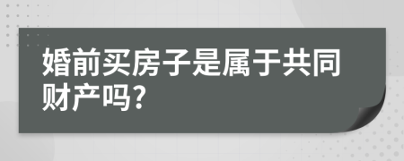 婚前买房子是属于共同财产吗?