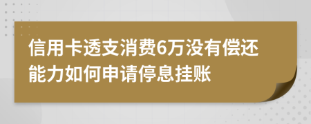 信用卡透支消费6万没有偿还能力如何申请停息挂账