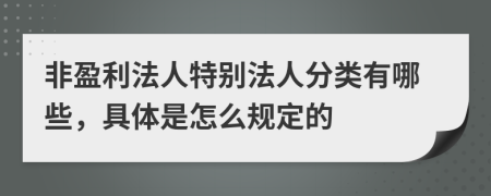 非盈利法人特别法人分类有哪些，具体是怎么规定的