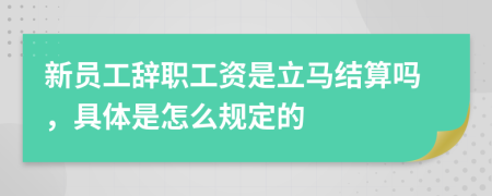 新员工辞职工资是立马结算吗，具体是怎么规定的