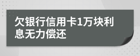 欠银行信用卡1万块利息无力偿还