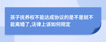 孩子抚养权不能达成协议的是不是就不能离婚了,法律上该如何规定