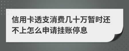 信用卡透支消费几十万暂时还不上怎么申请挂账停息