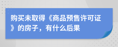 购买未取得《商品预售许可证》的房子，有什么后果