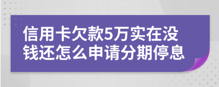 信用卡欠款5万实在没钱还怎么申请分期停息