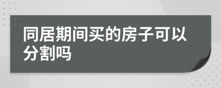 同居期间买的房子可以分割吗