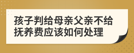 孩子判给母亲父亲不给抚养费应该如何处理