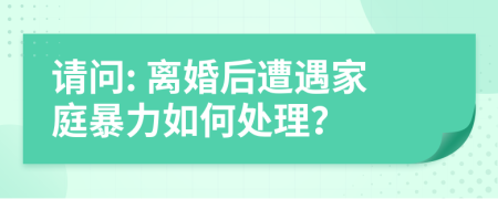 请问: 离婚后遭遇家庭暴力如何处理？