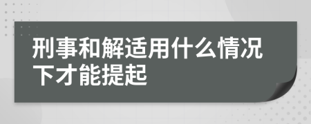 刑事和解适用什么情况下才能提起