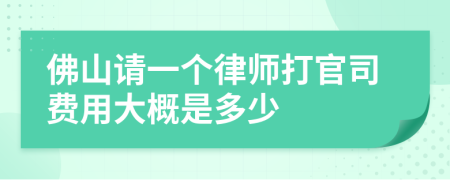 佛山请一个律师打官司费用大概是多少
