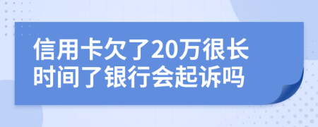 信用卡欠了20万很长时间了银行会起诉吗