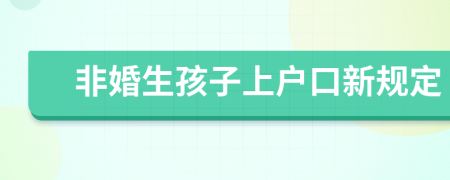 非婚生孩子上户口新规定