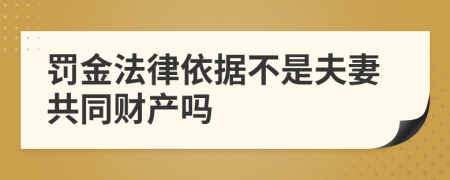 罚金法律依据不是夫妻共同财产吗