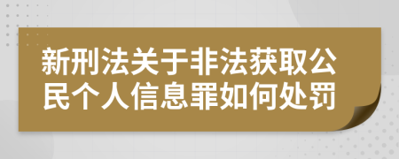 新刑法关于非法获取公民个人信息罪如何处罚