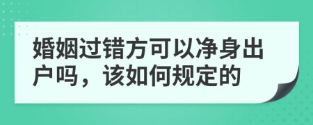 婚姻过错方可以净身出户吗，该如何规定的