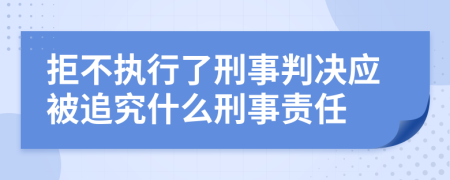 拒不执行了刑事判决应被追究什么刑事责任