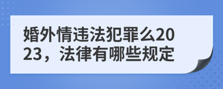 婚外情违法犯罪么2023，法律有哪些规定