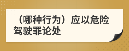 （哪种行为）应以危险驾驶罪论处