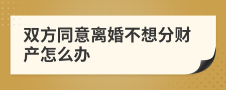双方同意离婚不想分财产怎么办