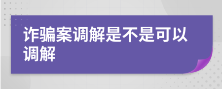 诈骗案调解是不是可以调解