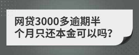 网贷3000多逾期半个月只还本金可以吗？