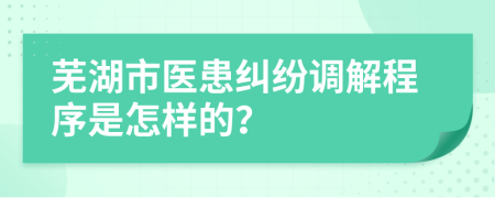 芜湖市医患纠纷调解程序是怎样的？