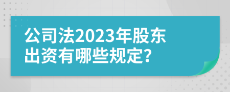 公司法2023年股东出资有哪些规定？