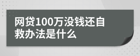 网贷100万没钱还自救办法是什么