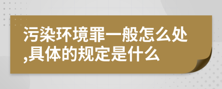 污染环境罪一般怎么处,具体的规定是什么