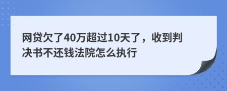 网贷欠了40万超过10天了，收到判决书不还钱法院怎么执行