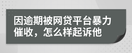 因逾期被网贷平台暴力催收，怎么样起诉他