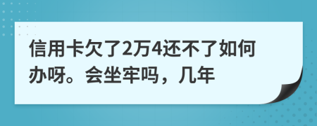 信用卡欠了2万4还不了如何办呀。会坐牢吗，几年