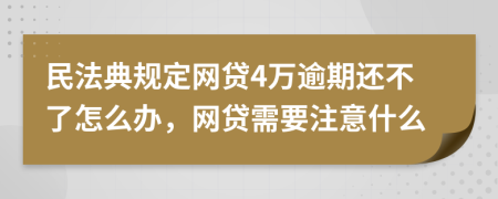 民法典规定网贷4万逾期还不了怎么办，网贷需要注意什么