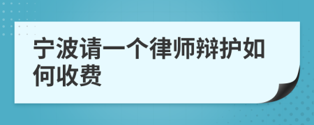 宁波请一个律师辩护如何收费
