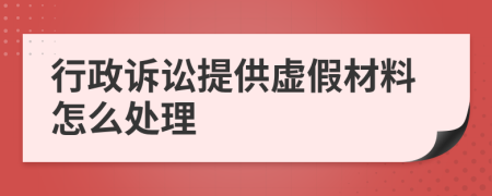 行政诉讼提供虚假材料怎么处理