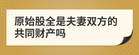 原始股全是夫妻双方的共同财产吗