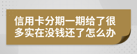 信用卡分期一期给了很多实在没钱还了怎么办