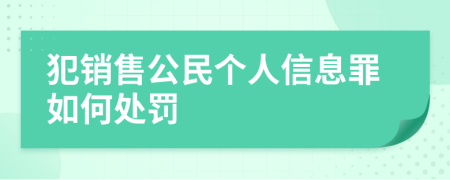 犯销售公民个人信息罪如何处罚