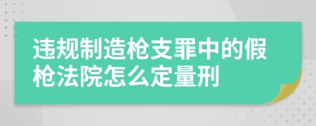 违规制造枪支罪中的假枪法院怎么定量刑