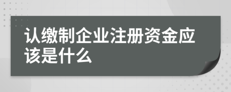 认缴制企业注册资金应该是什么