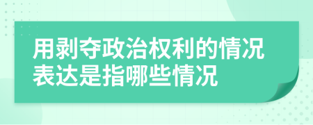 用剥夺政治权利的情况表达是指哪些情况