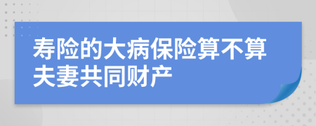 寿险的大病保险算不算夫妻共同财产