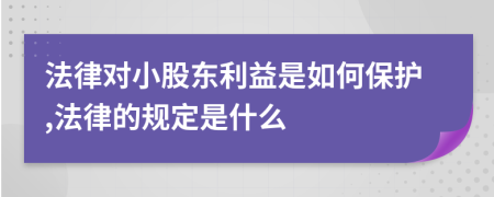 法律对小股东利益是如何保护,法律的规定是什么