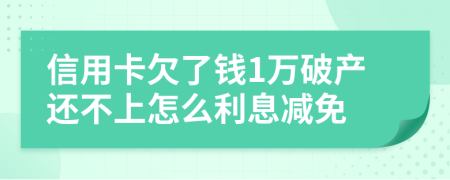 信用卡欠了钱1万破产还不上怎么利息减免