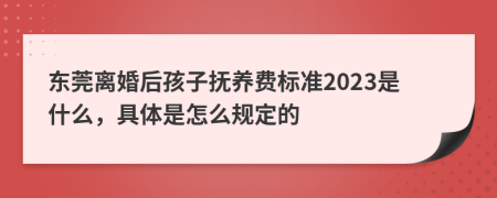 东莞离婚后孩子抚养费标准2023是什么，具体是怎么规定的