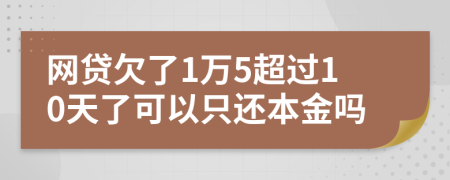 网贷欠了1万5超过10天了可以只还本金吗