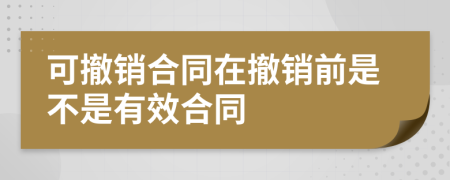 可撤销合同在撤销前是不是有效合同