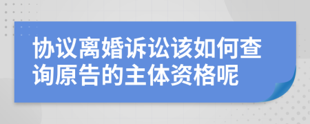 协议离婚诉讼该如何查询原告的主体资格呢