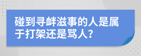 碰到寻衅滋事的人是属于打架还是骂人？